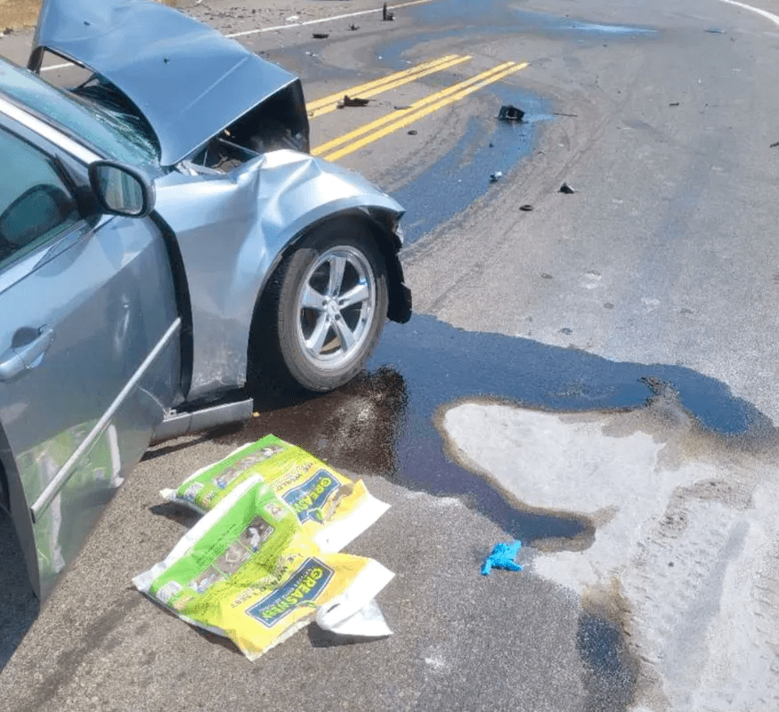 Crash scene with Grease Sweep product